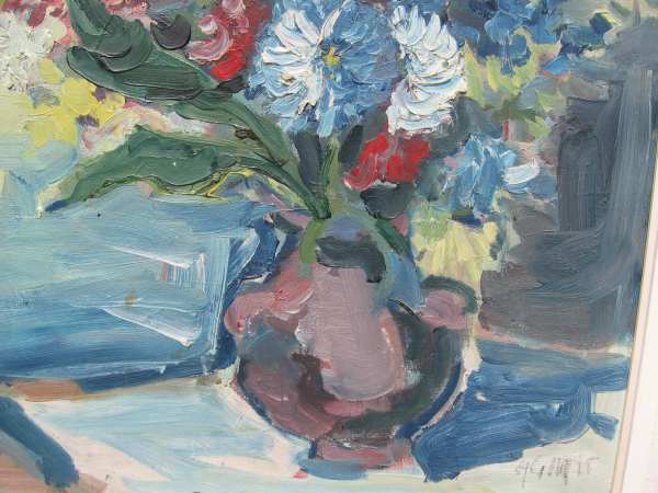 Ohst Ernst 1914 2000 Düren Rölsdorf EXPRESSIONIST DAHLIEN Stilleben